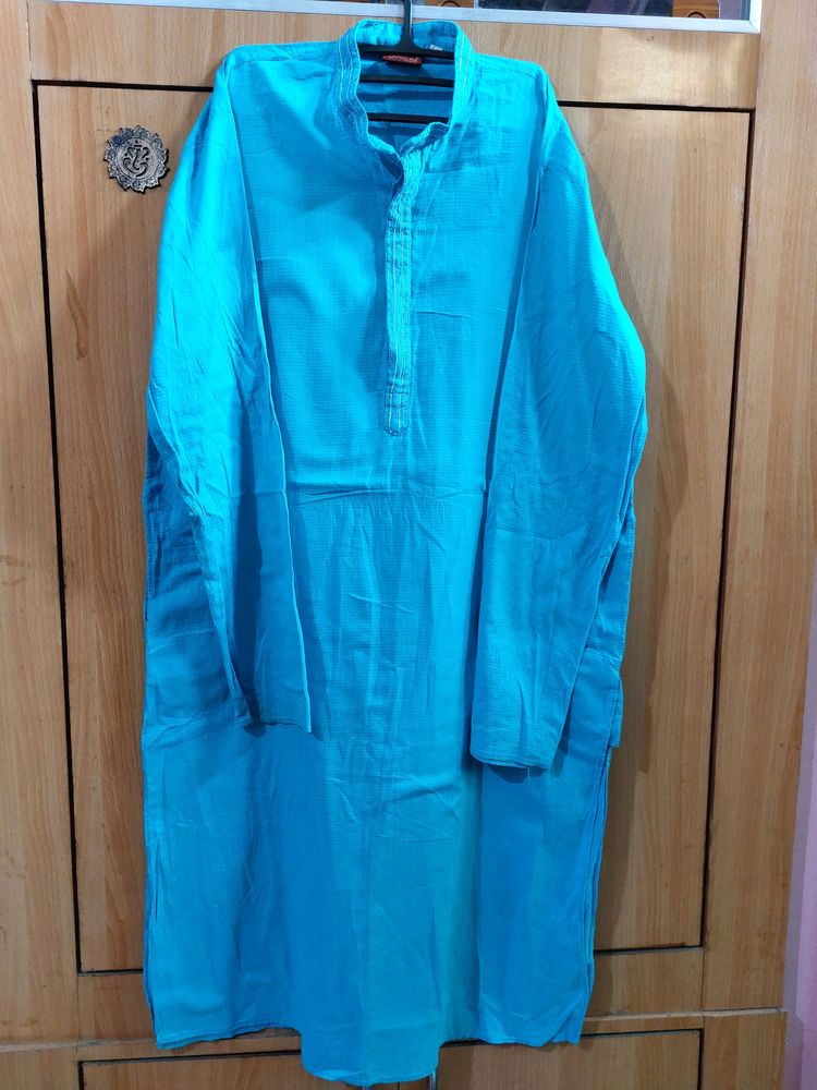 Men Blue Cotton Kurta