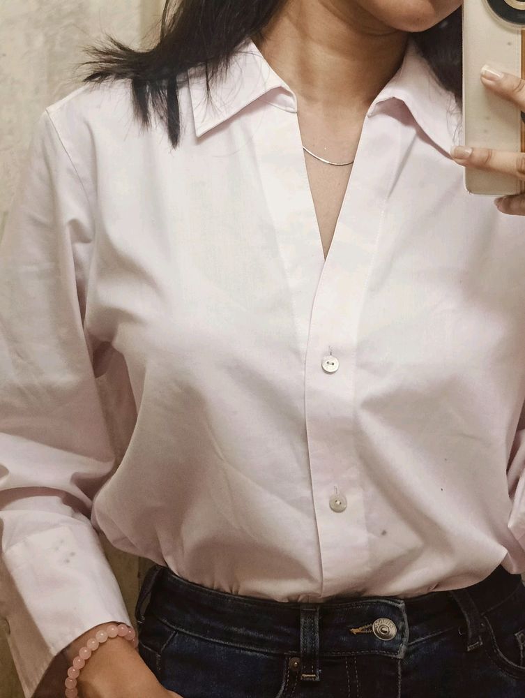 Korean White Cotton Classy Shirt