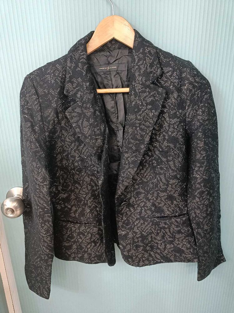 Black Shinning Blazer For Women