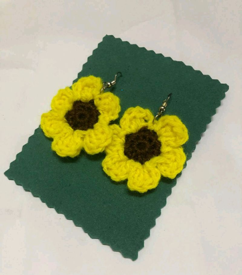 Crochet Sunflower Earrings