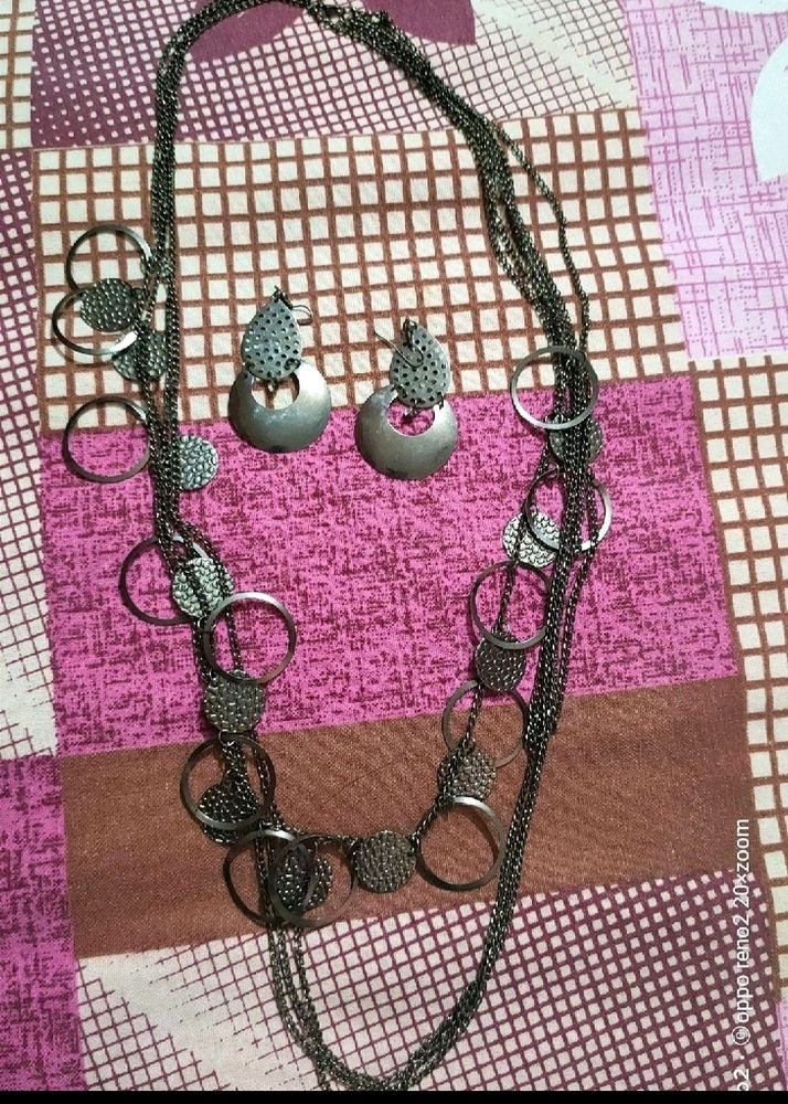 Multilayer Oxidised Silverchain Set