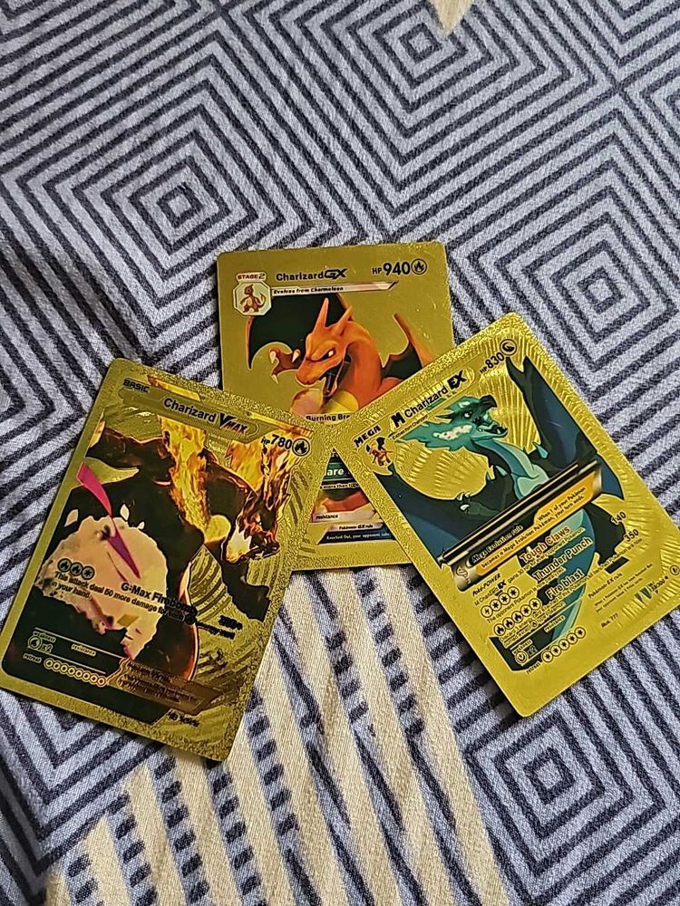 Pokemon Cards 3 Golden Charizards .