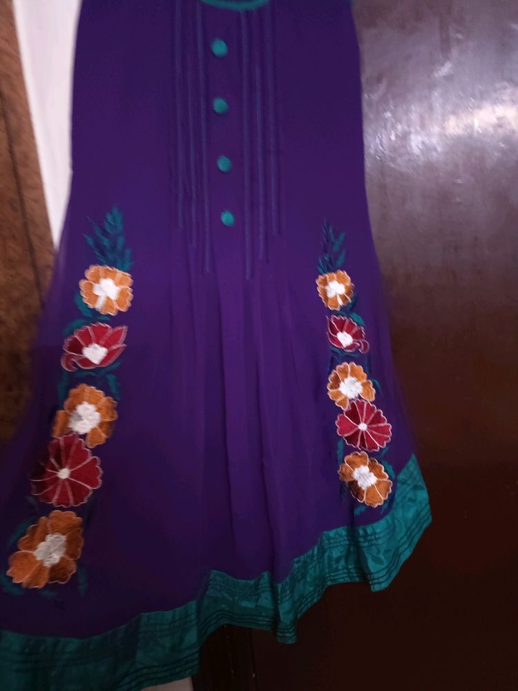 Purple embroided georgette tunic