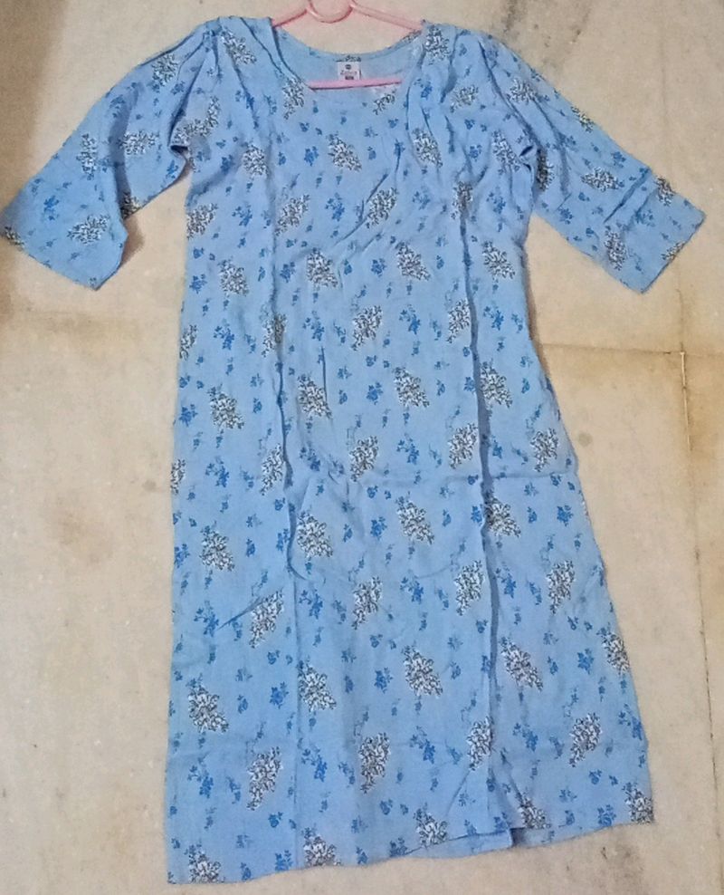 Sky Blue Colour A-line Kurti