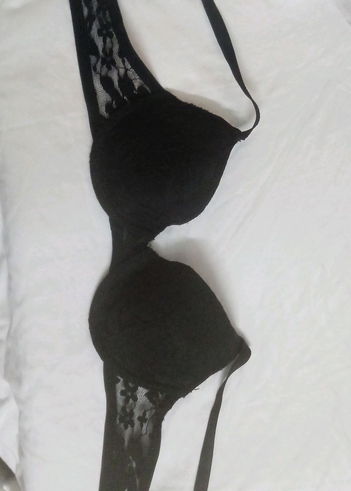 Branded Lace Push Up Bra Ultrablack 32 A