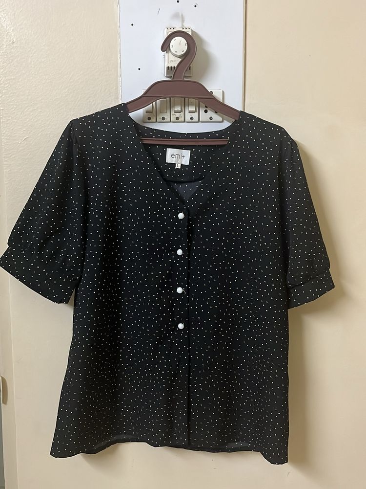 Black Shirt With White Dots