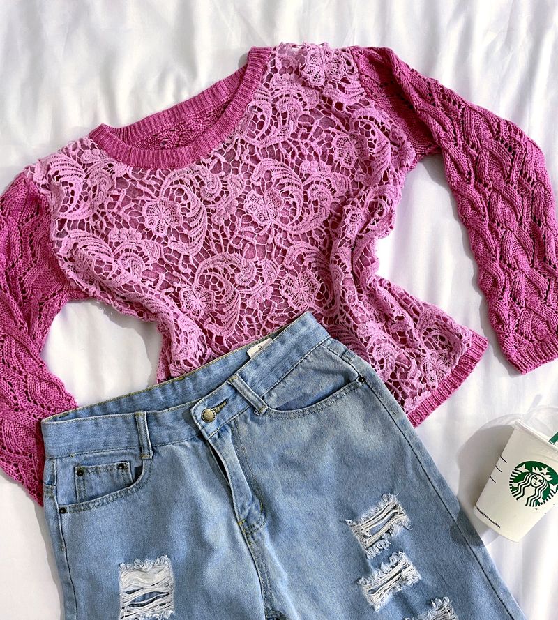 Pinterest Crochet Pink Pullover Top