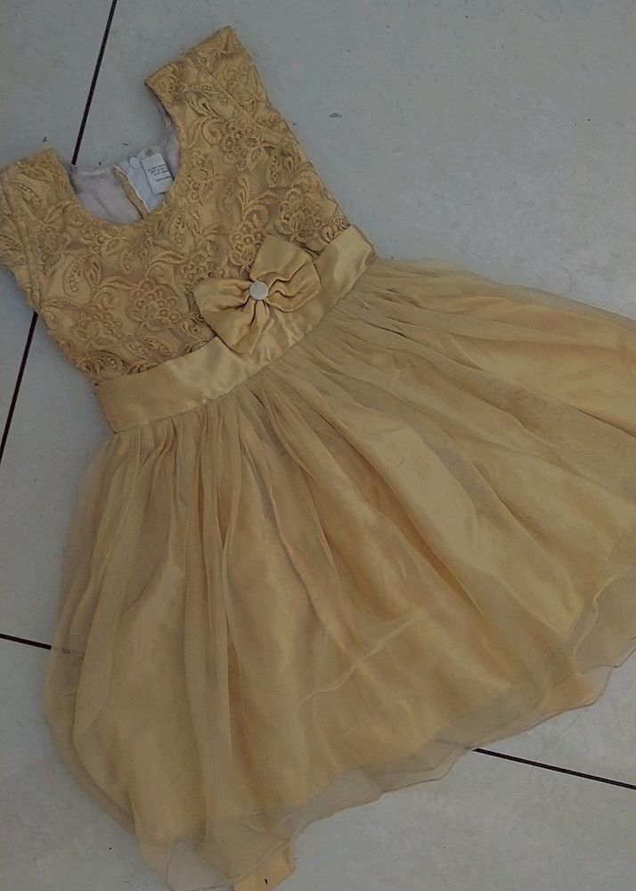 Golden color elegant frock for 8 -10 years Old Kid