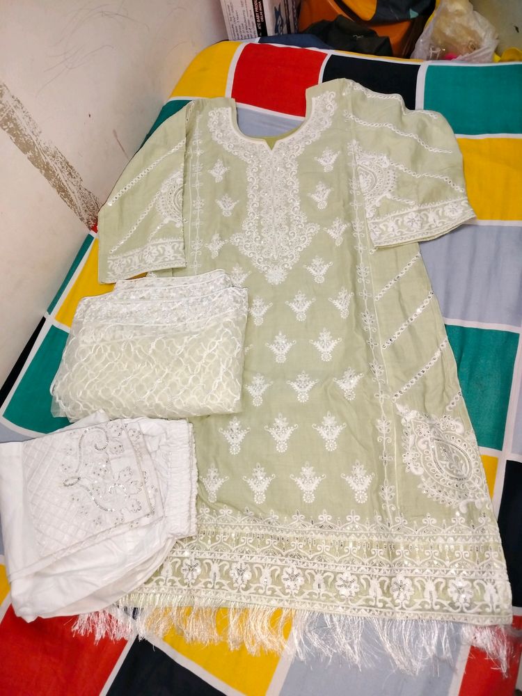 Pakistani Cotton Kurta Set Light Colour