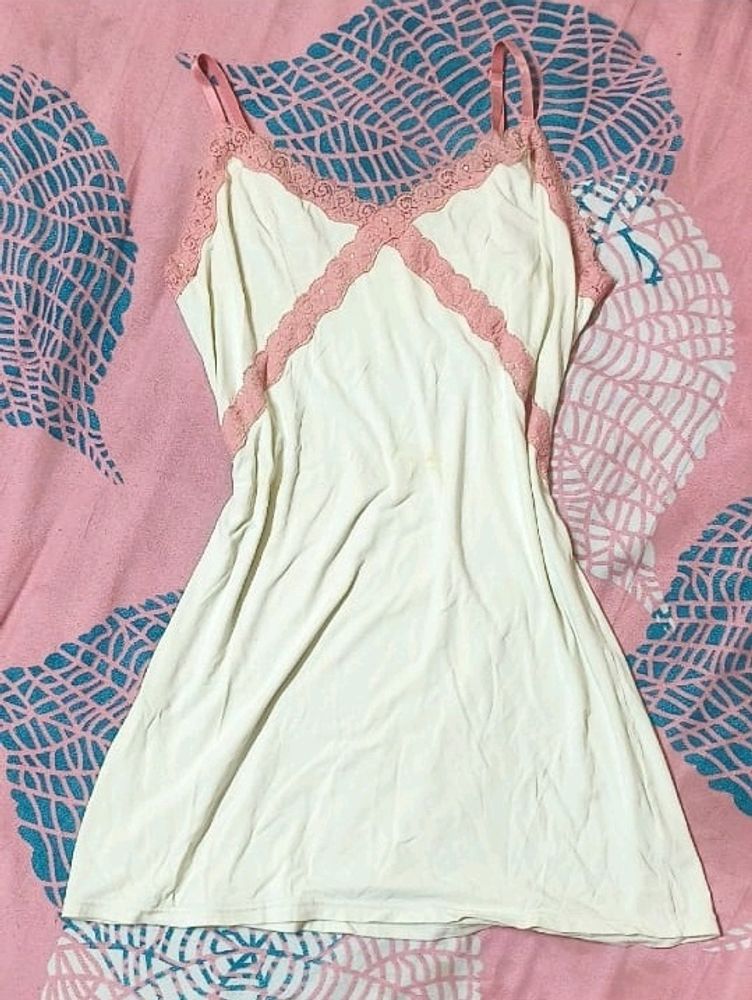 White Pink Less Nighty