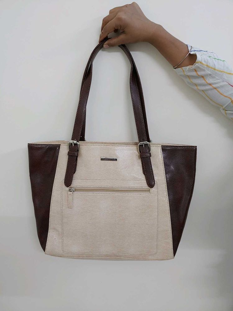 Glamazon Leather Woman's Printed Tote Bag(Beige).