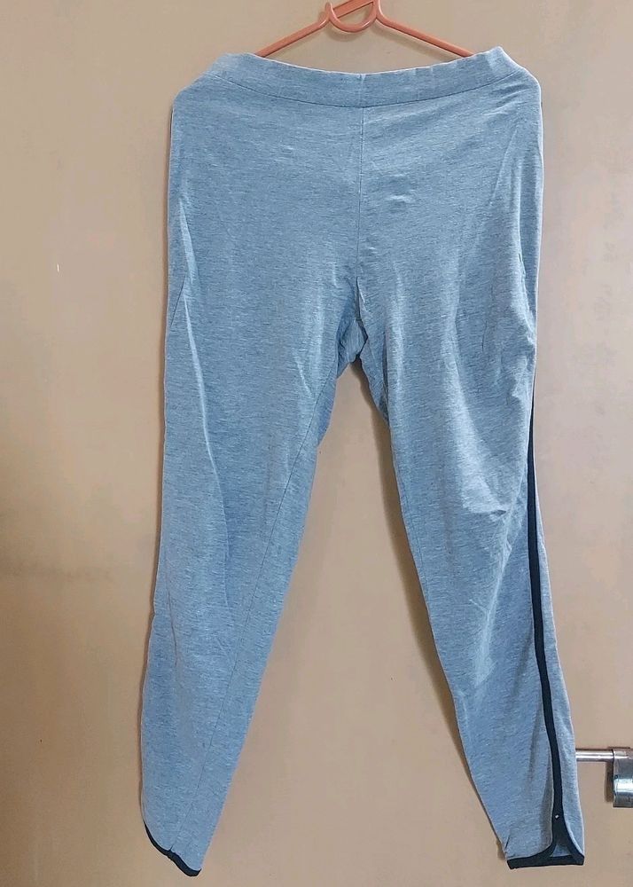 Grey Active Wear Pants With Black Lining On Side