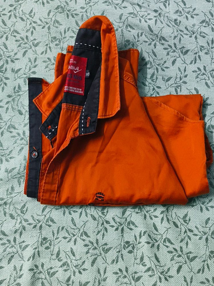 Stylish Slim Fit Orange Shirt