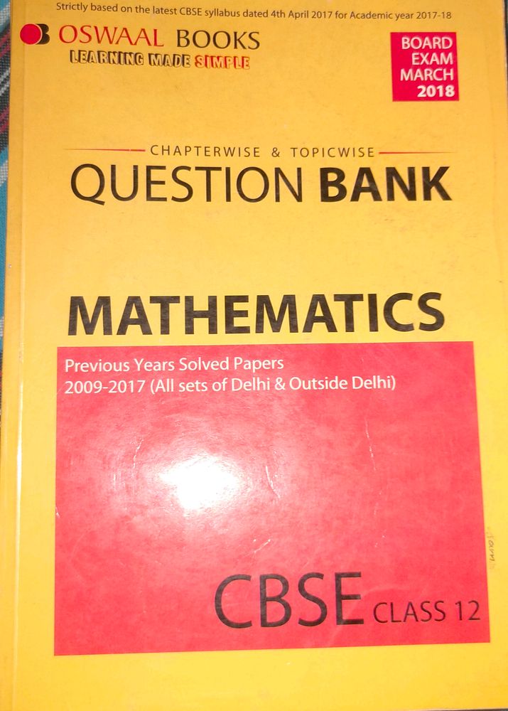 Oswaal Question Bank For 12th Mathematics