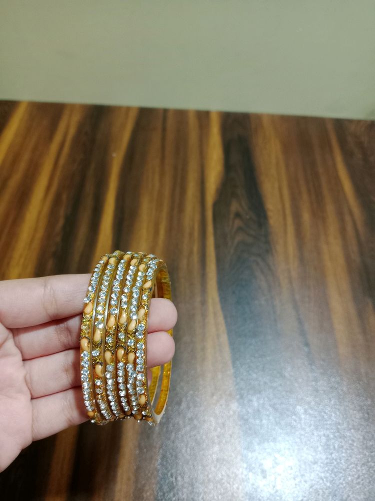 Yellow Stone Glass Bangles