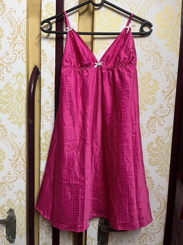 Pink Satin Night Dress