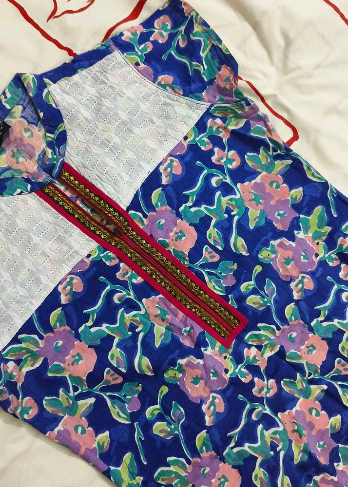 Soch Blue Floral Kurti For Women (XL SIZE)