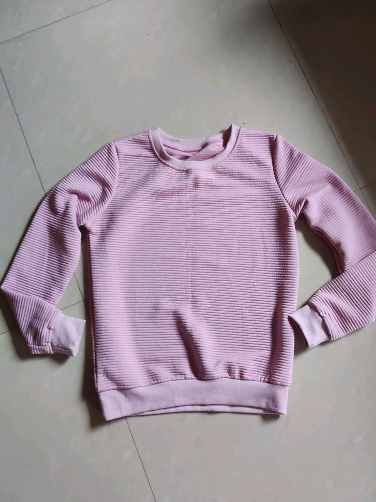 Baby Pink Ribbed Sweatshirt