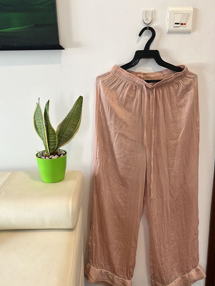 Cute Beige Loungewear Pant w/ Drawstrings & Frills