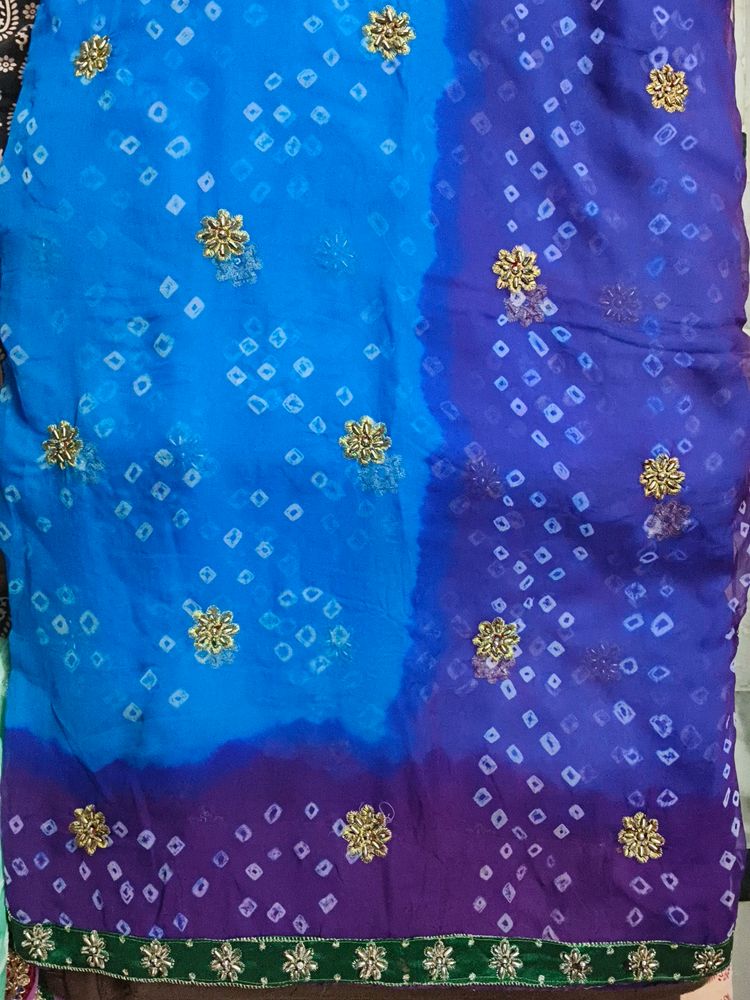 Blue Chiffon Saree