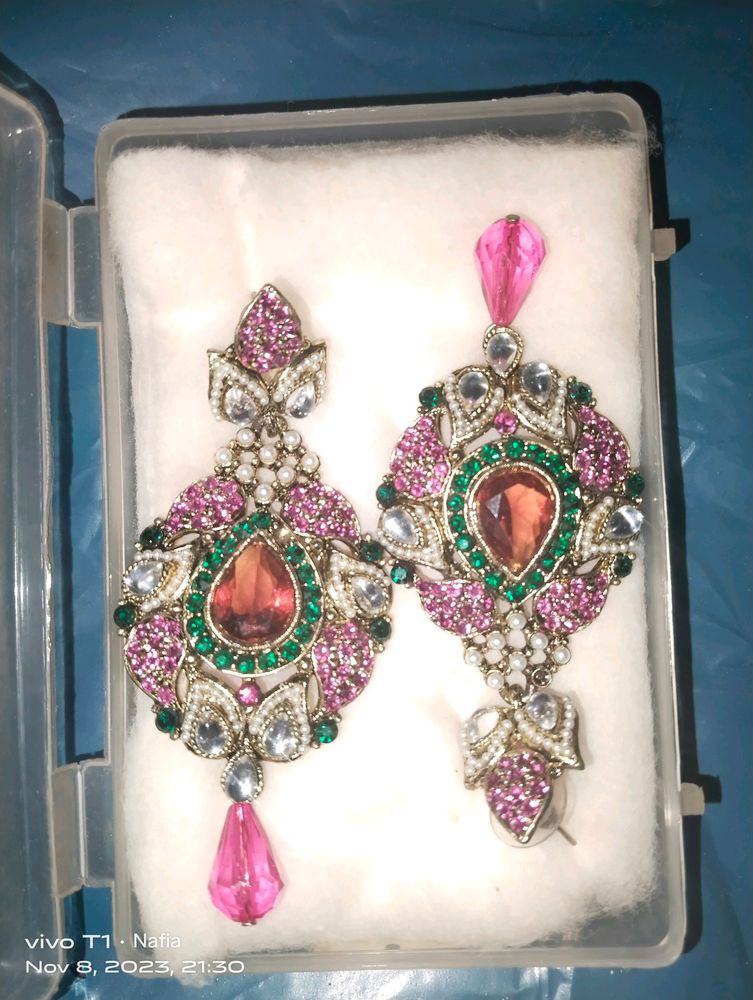 Royal Kundan Pink Earrings