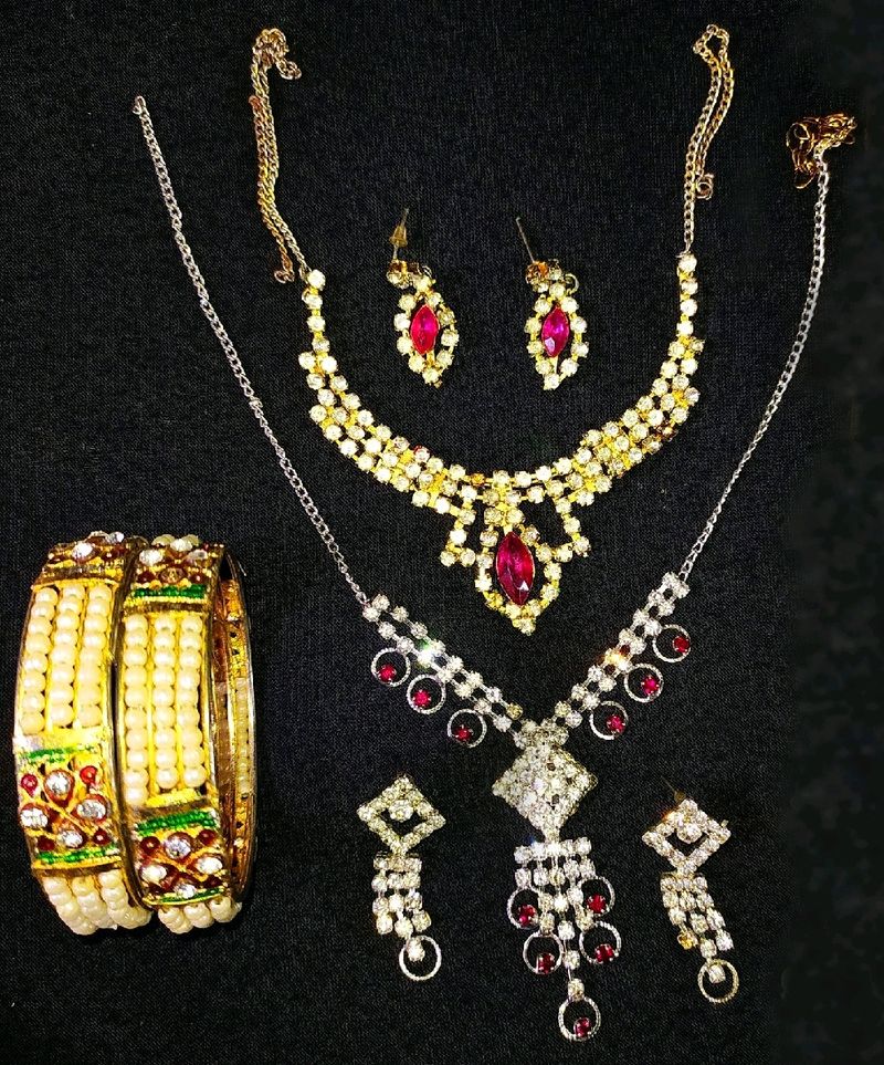 BEAUTIFUL JEWELLERY & BANGLE SET - 99/-