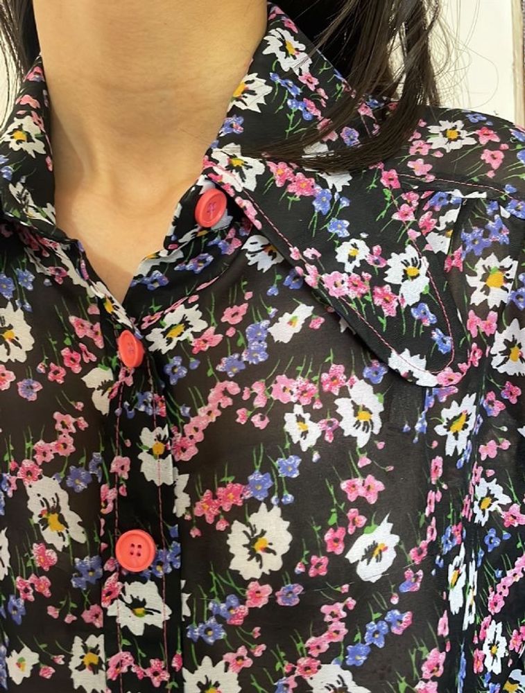 Balloon Sleeved Floral Shirt