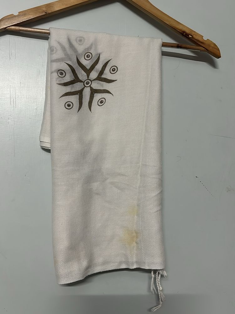 White Printed Flower Stole