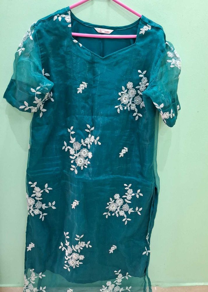 Organza Vshape With Size XXl Long Kurti