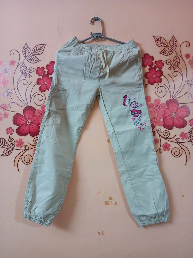 Beige Cargo Trousers For Girls