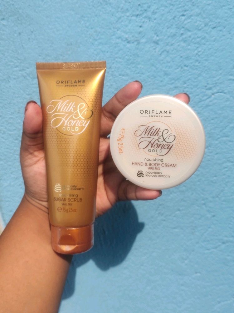 Oriflame 75 Ml Milk Honey Scrub & Body Cream Combo