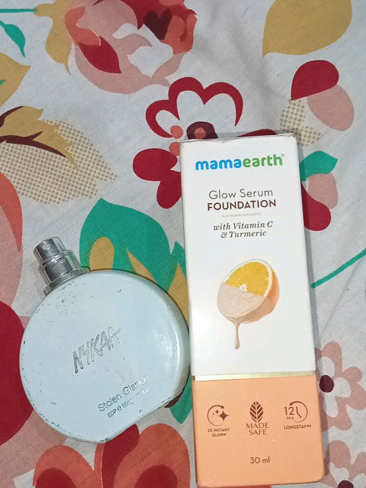 Combo Offer Mama Earth Foundation And Nyka Perfume