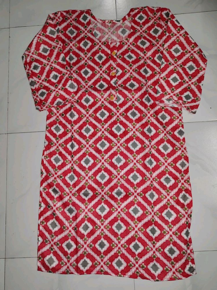 Red Printed Kurti