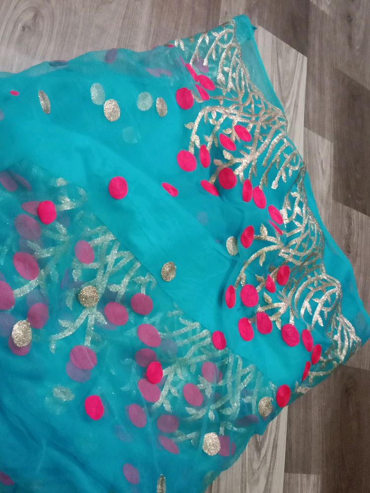 Awsum Ocean Blue Net Saree