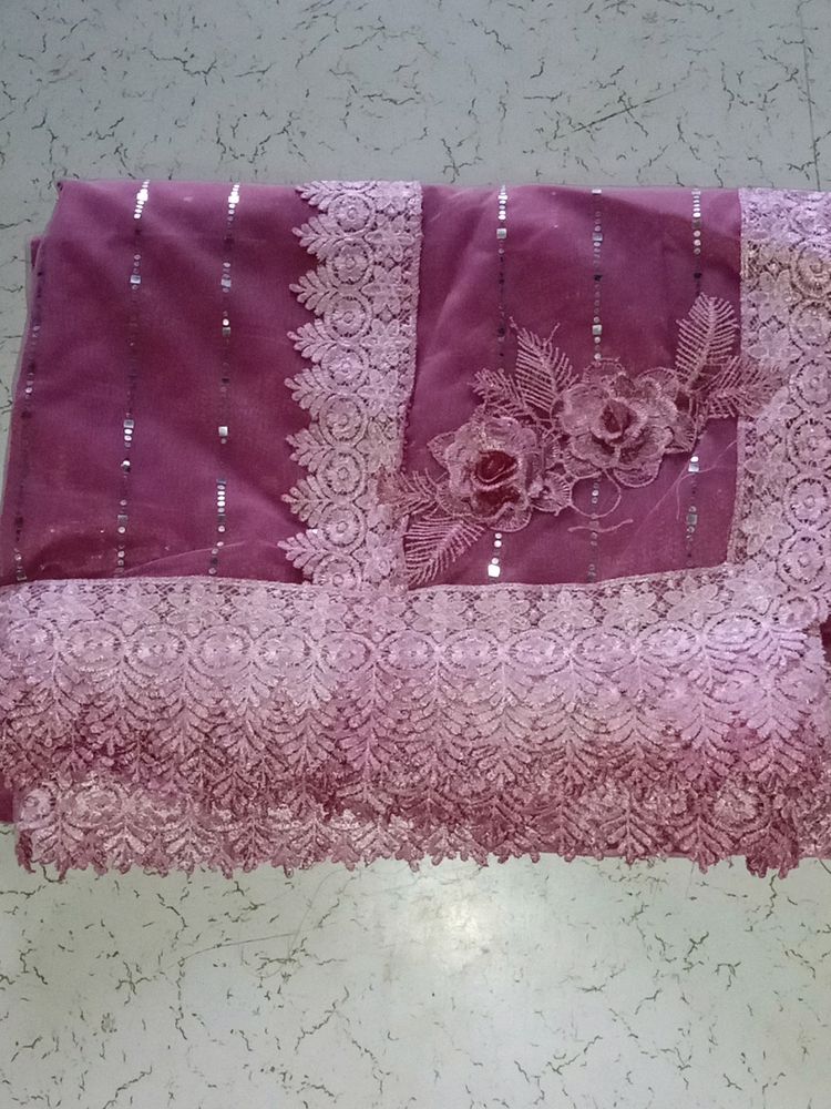 💕,Pretty Pink Net Saree