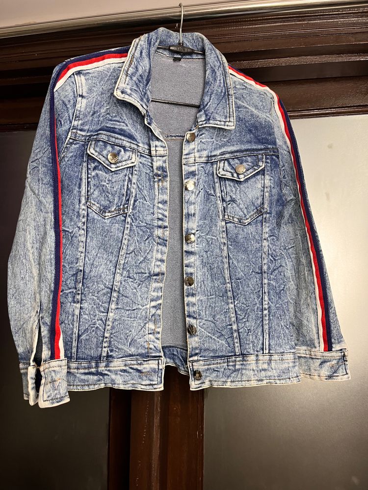 Denim Jacket With Stripes