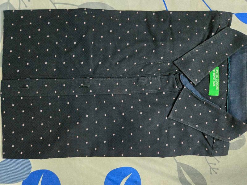 UCB Black Dotted Full Sleev Formal Shirt (42)