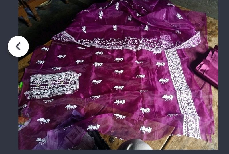 Purple Color Organza Suit With Dupatta