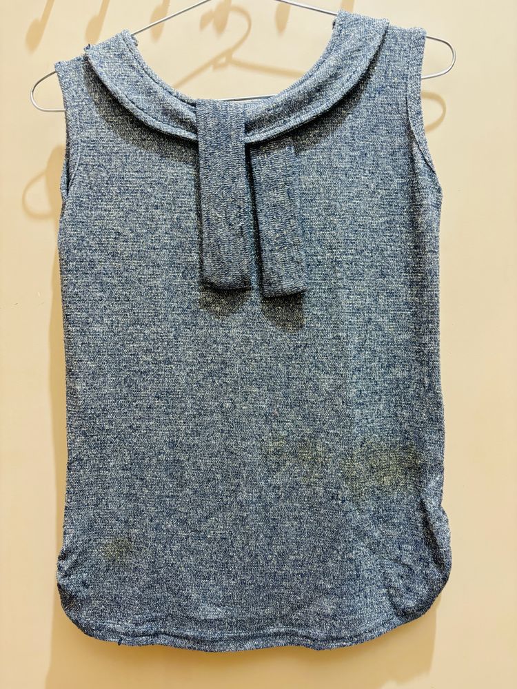 Grey Shimmery Sleeveless Top