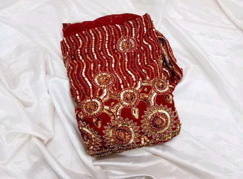 Red Rust Gorgeous Beautiful Saree