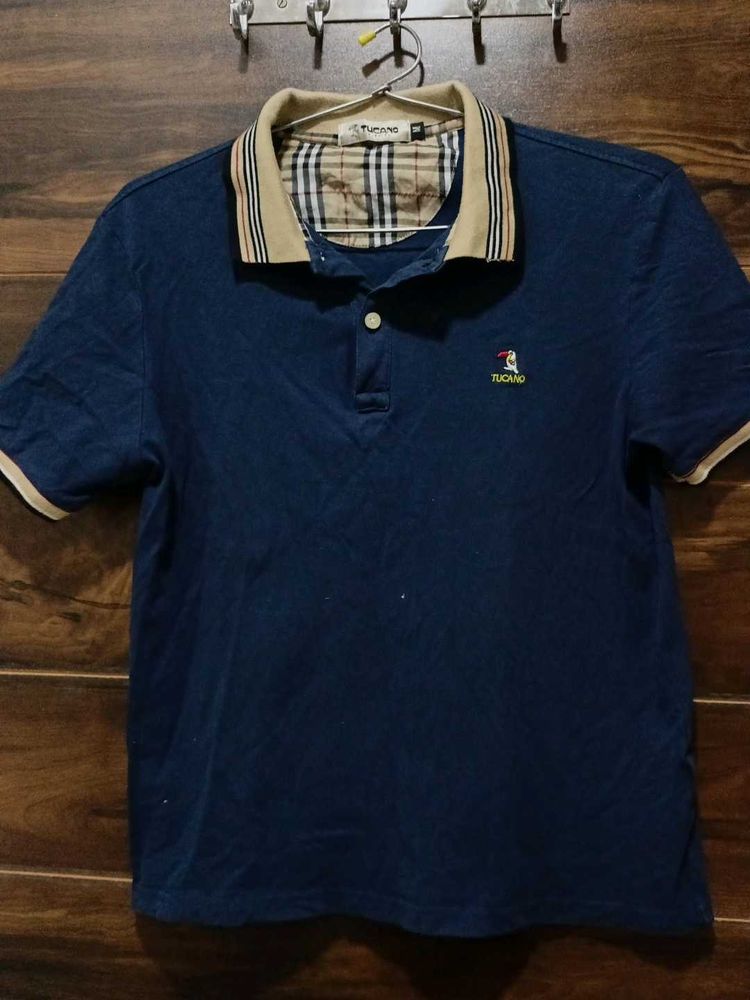 A Navy Blue Collared T-shirt