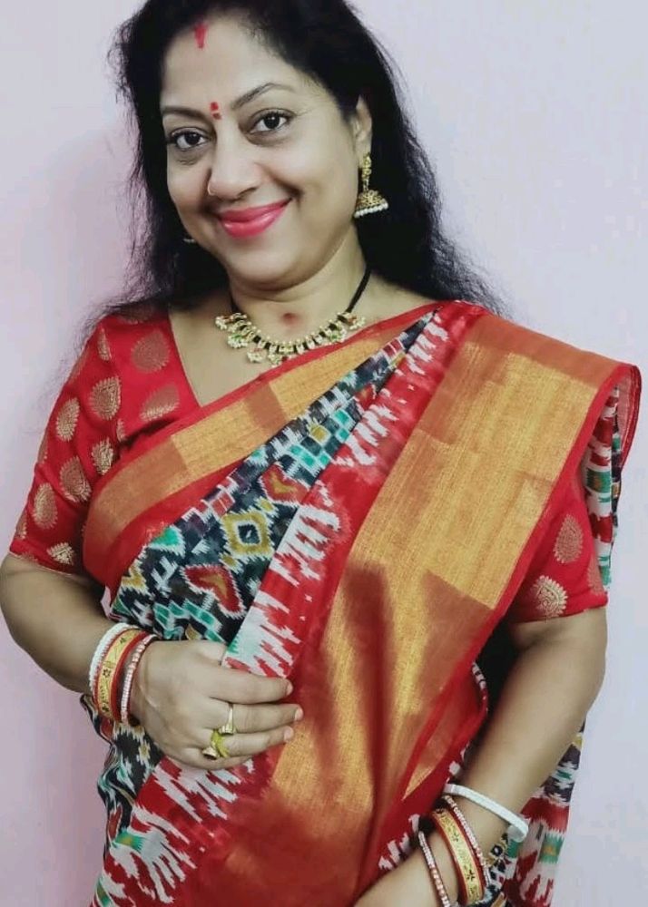 Ikkat Printed Chanderi Saree