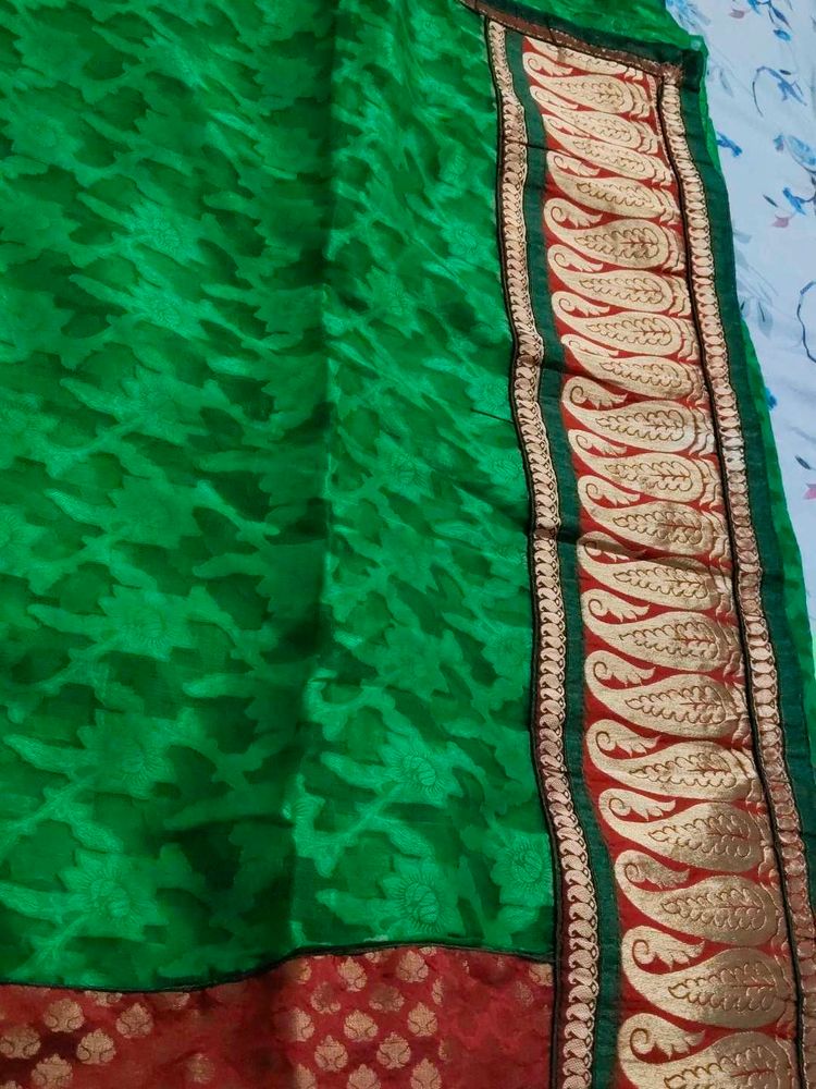 Parrot Green Saree,