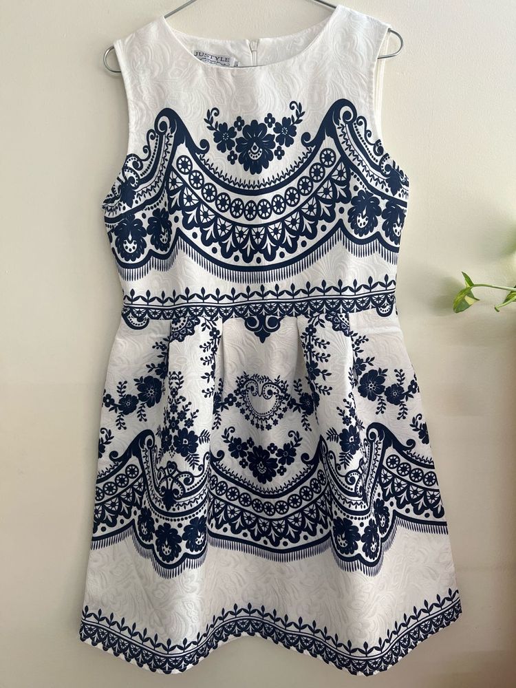 Shein White & Blue Party Dress