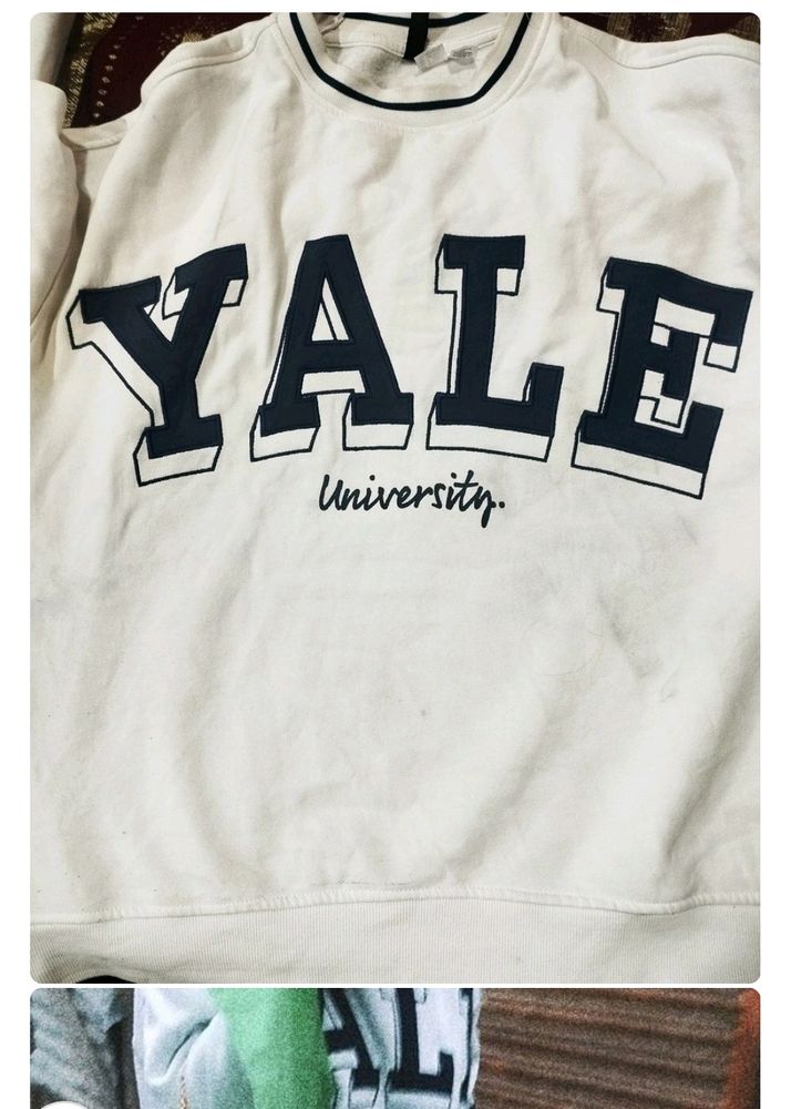 3 H&M Combos White Yale Sweatshirt,Black And Grey