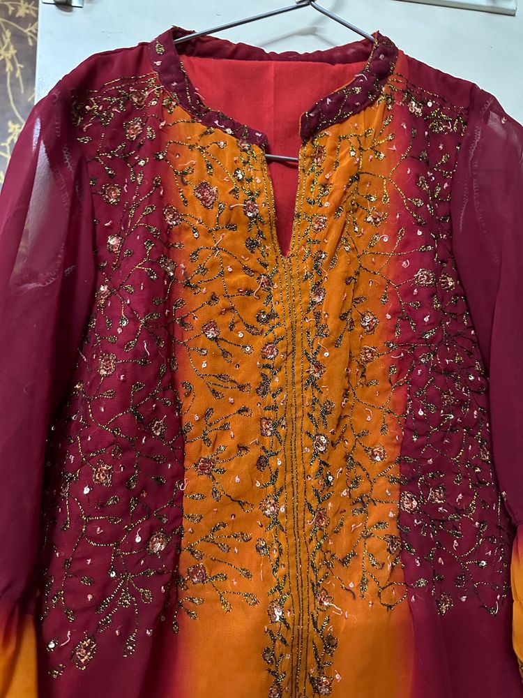 Red Sharraa Suit With Duppatta