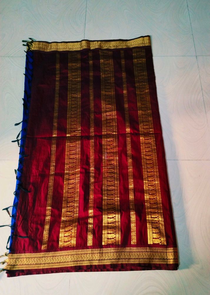 Shining cotton blend Pure Gadwal saree