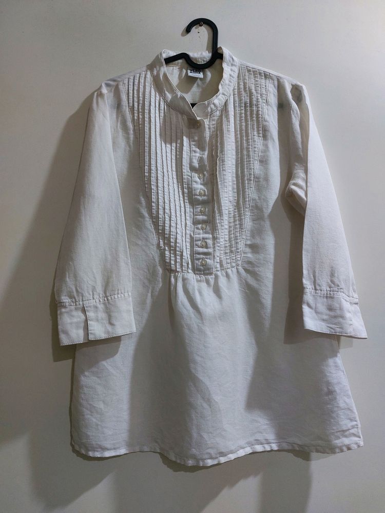 White Cotton Linen Top From Vero Moda