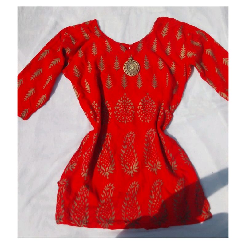 Red Short Kurti/Top