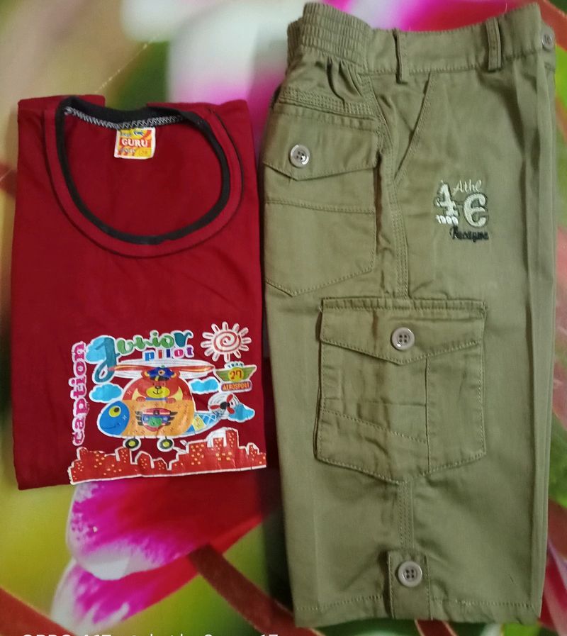 Cotton Sleeveless Tshirt And Shorts For Boys